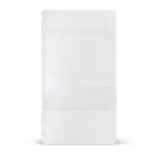 Stojeća vrećica Kraftpapier s prozorčićem, bijela — Glavni prikaz vrećice s prozorčićem, izgled Kraftpapier, proizvođača Elke...